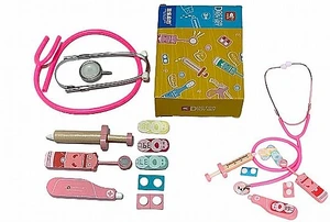 סט רופא עץ מקשבת מתכת לגני ילדים 8 חלקים