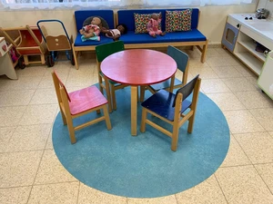 שטיח PVC בגלי עגול תכלת