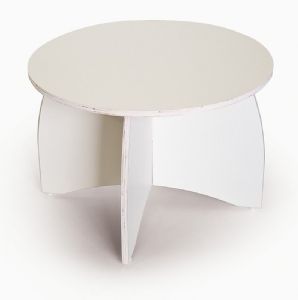 שולחן בובה עגול מעץ שמנת