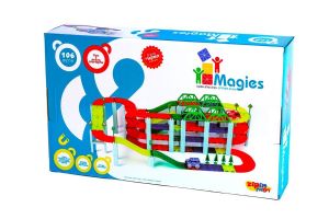 הרכבה מגנטים 106 חלקים כולל 2 מכוניות