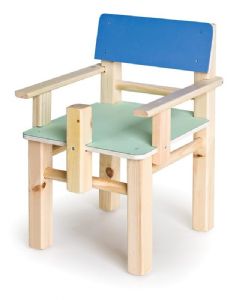 כיסא עץ עם ידיות עם פומל 2