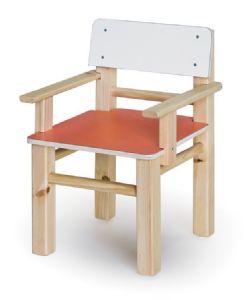 כיסא עץ עם ידיות כתום שמנת