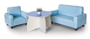 סלון סקאי ספה+כורסה תכלת