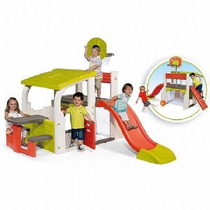 מתקן פעילות שער כדורגל+עמוד כדורסל+מגלשה Smoby