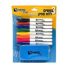 8טושים ללוח מחיק+מחק